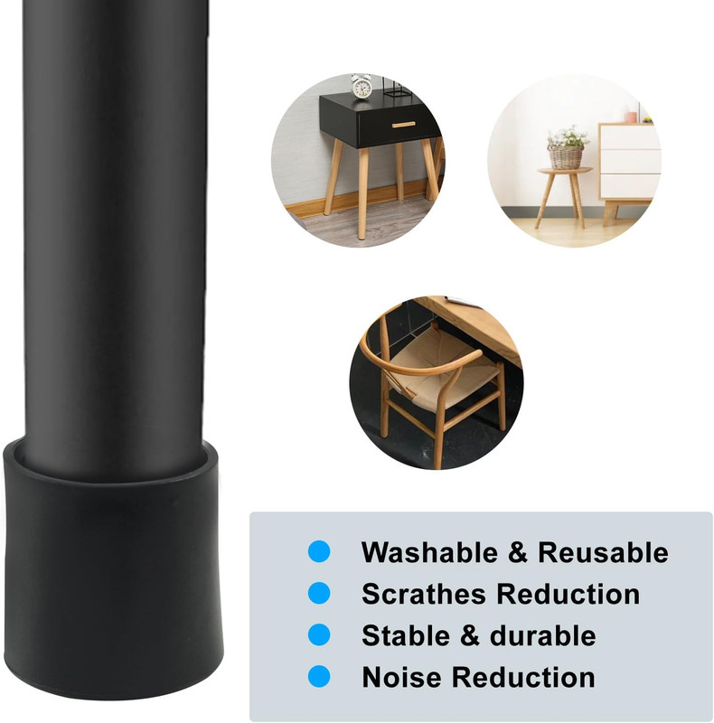 32Pcs Round Black Rubber Furniture Leg Caps, 1/2 Inch (12mm) Table Chair Leg Tip gallery