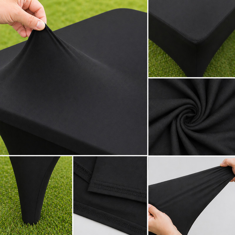 Black/White Spandex 6ft Stretch Fitted Tablecloth Table Cover Wedding party gallery