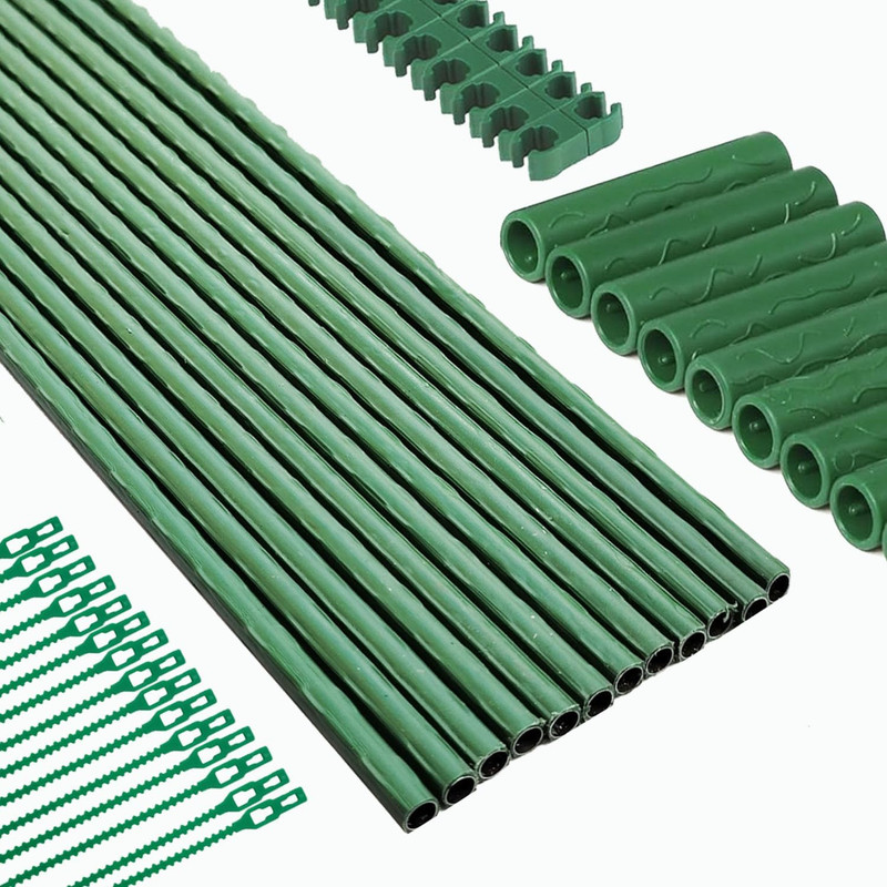 Garden Stakes 14 Inch 48 Pack, DIY 4Ft 5Ft 6Ft 7Ft 8Ft Tomato Stakes Plastic Coa