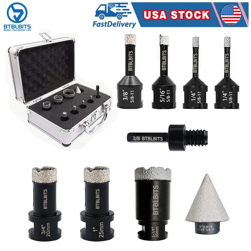 Dry Diamond Core Drill Bits Set For Ceramic Porcelain Tile Marble Hole Saw Kit