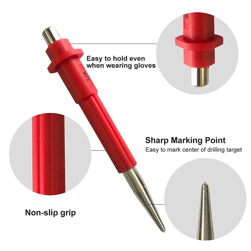 4 Piece Nail Setter & Center Punch Set 4" Wood Metal Super Impact Resistance USA gallery