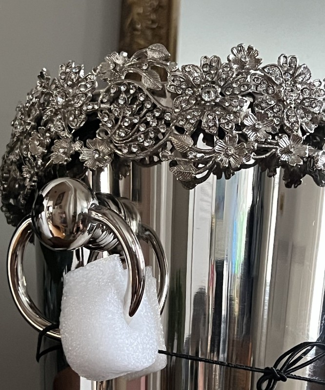 NEW David Tutera Champagne Bucket Ice Silver Jeweled Bling Floral Wedding Glam