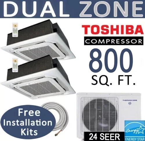 18,000 BTU Dual Zone Ductless Mini Split AC – Heat Pump: 9000×2