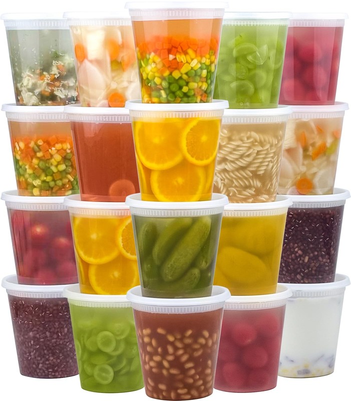 50 Set 32 oz Deli Containers with Lids, Leak-Proof BPA Free Plastic Take Out