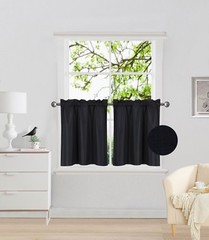 2PC Rod Pocket Short Window Treatment Curtain Insulated Blackout Set 30″x24″ R16
