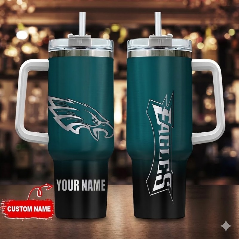 Custom Eagle Football Tumbler with Handle Custom Name 40oz 30oz 20oz Mug