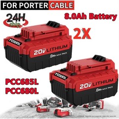 2Pack 20V 8.0Ah 20 Volt Lithium-ion Battery for Porter Cable MAX PCC685L PCC680L