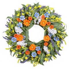 Spring Wreath for Front Door 24 Inch, Summer Floral Wreaths with Artificial D…