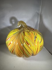 8.66 In. D X 6.69 In. H Multi-Striped Glass Large Pumpkin