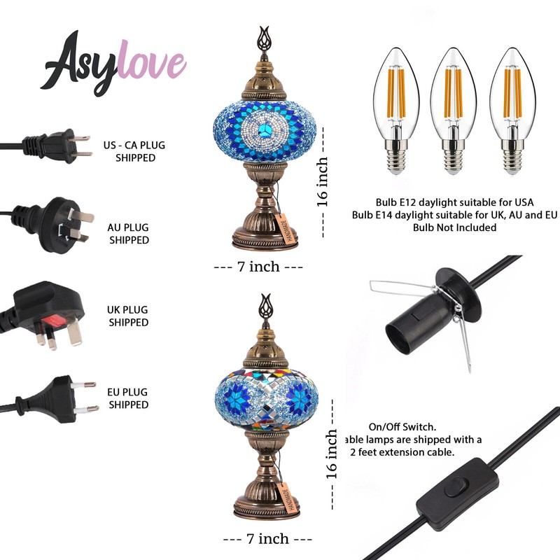 Turkish Lamp, Mosaic Morocan Desk Lamp, Asylove Turkish Authentic Lighting gallery
