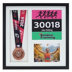 Marathon Sport 3D Medal Display Shadow Box Frame For Medal, Photo & running bib