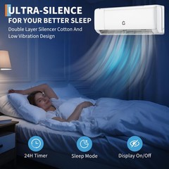 Mini Split Air Conditioner 9000 BTU Heating & Cooling Systems Up to 450 Sq.Ft