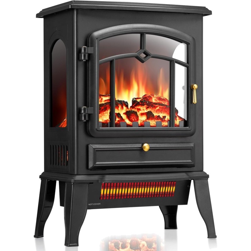 Electric Fireplace Stove, 5100 BTU Quick Heating Electric Fireplace Heater wi…