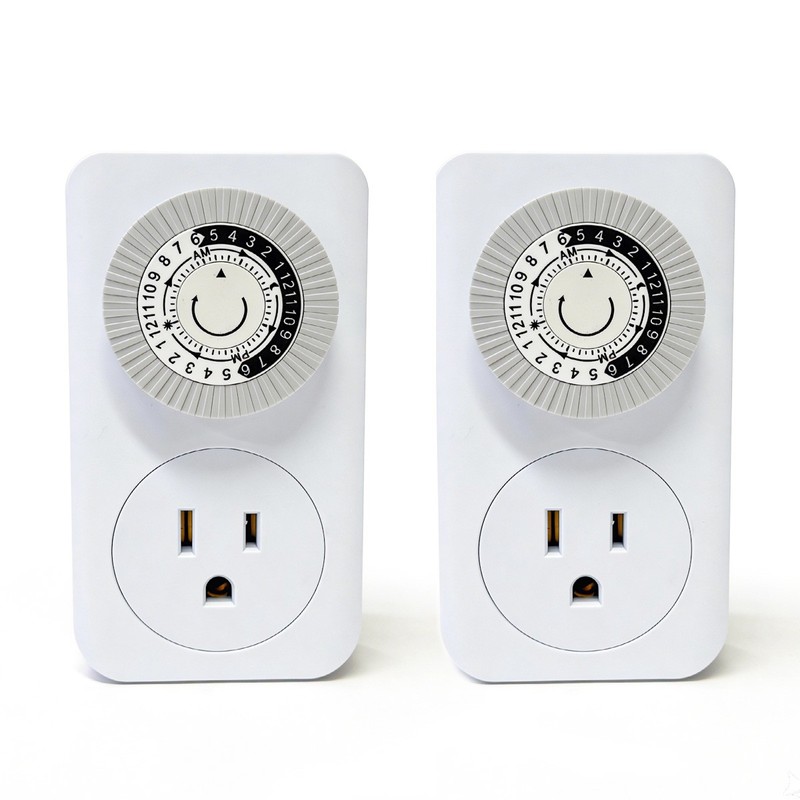 2 Pack Indoor 24-Hour Mechanical Outlet Timer Plug Indoor 2 or 3 Prong