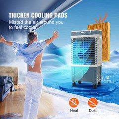 VEVOR Evaporative Cooler Swamp Cooler 3-in-1 1400 CFM 5 Gal Air Humidifier Home