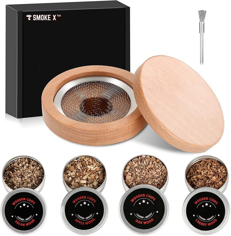 Cocktail Smoker Kit Chimney Drink Smoker and Wood Chips with Cleaning Brush