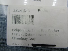 Pottery Barn Belgian Flax Curtain Cotton Lining Blue Chambray 50″x 84″ #Q3