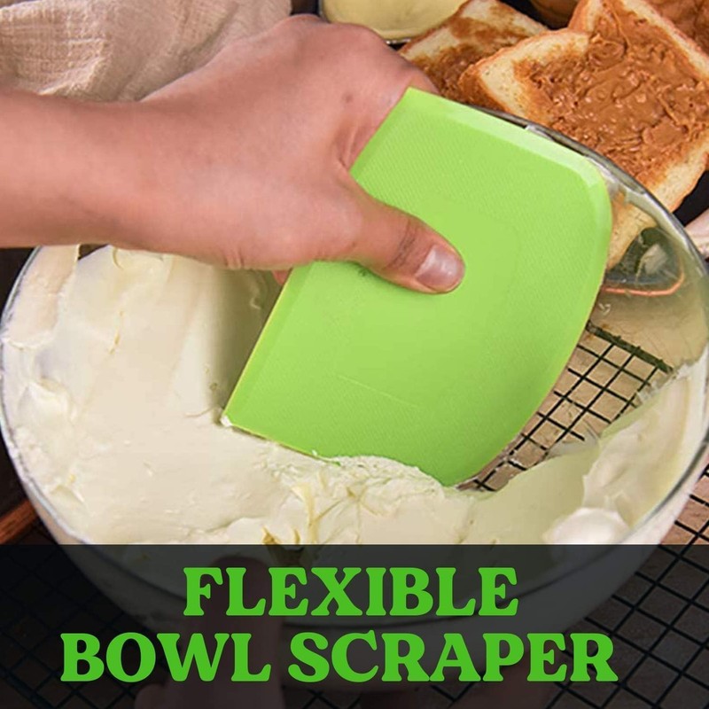 Dough Cutter Dual Sided Flexible Plastic Bowl Scraper for Bread Pizza Pastry gallery