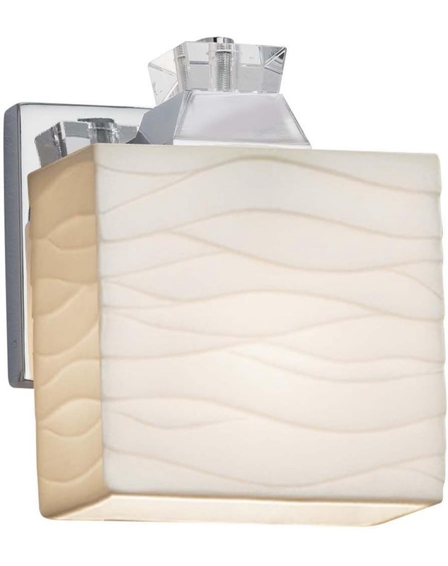 Justice Design Porcelina Ardent 1-LT Sconce R, WV/CH – PNA-8471-55-WAVE-CROM
