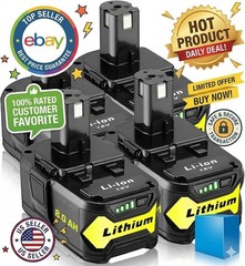 Generic 18V 8.0Ah Li-Ion Battery 4-Pack Compatible with 18V ONE+ Cordless Tools