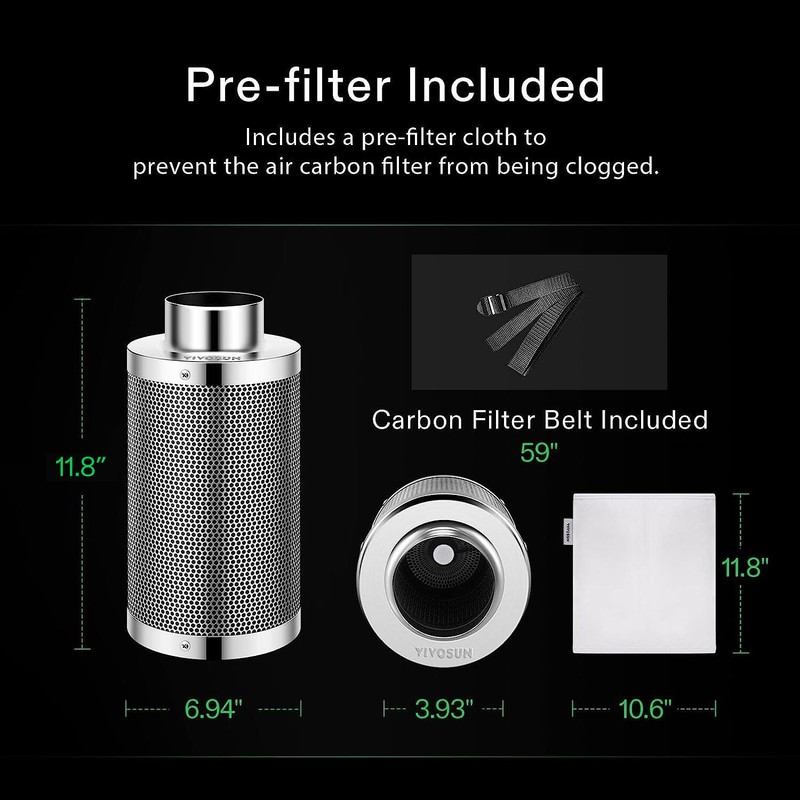 Air Carbon Filter 4", Australian Charcoal, Odor Control, Hydroponics, Grow Tent gallery
