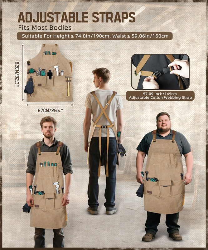 Heavy Duty Canvas Tool Work Shop Apron Woodworking Apron With 9 Pockets For Men gallery