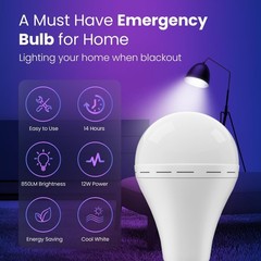 10Pack Emergency-Rechargeable-Light-Bulb, 1200mAh LED Light for Home,Camping