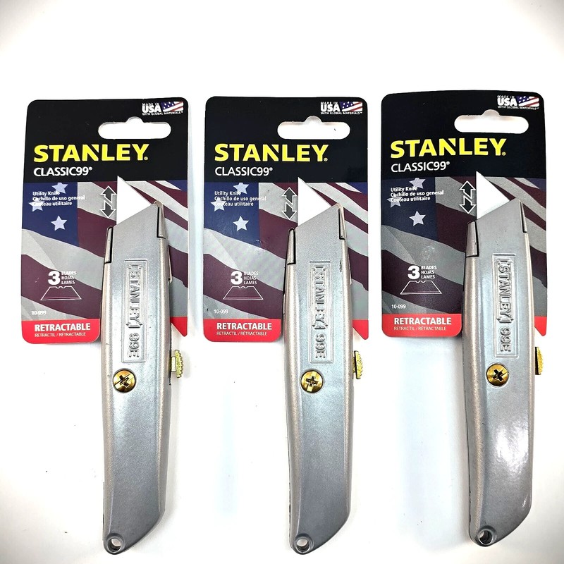 Stanley Utility Knife Classic 99 6 in. Retractable Gray 10-099 Lot Of 3
