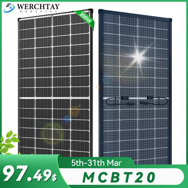 200W Bifacial Solar Panel 12V Solar Battery Home PV Off-Grid Boat Solar Power RV