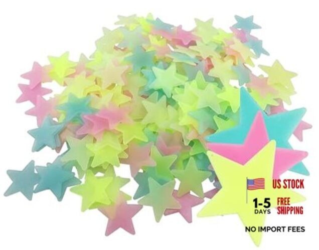 204PCS 1.2″ Glow in The Dark Luminous Stars Fluorescent Noctilucent Multicolor