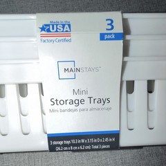 Mainstays 3 Pack White Plastic Rectangular Storage Trays 10.3 x 3.15 x 2.45 in