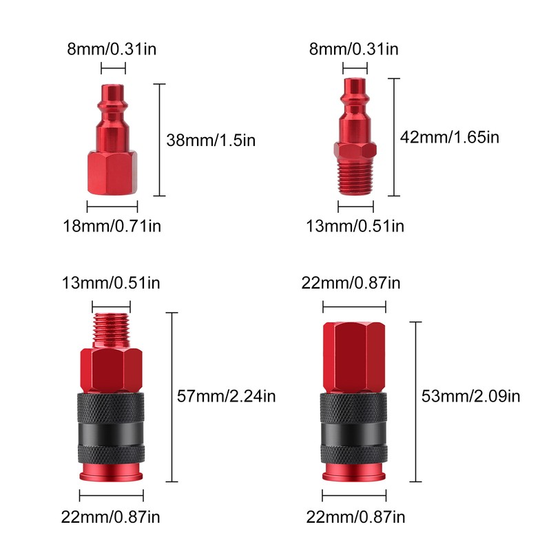 1/4" NPT Air Coupler and Plug Kit, Aluminum Quick Connect Air Fitting Connector gallery