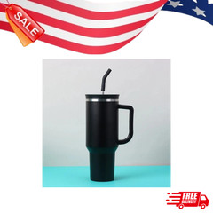 40oz Tumbler Cup Handle 2Pcs Straw -Stainless Steel Vacuum Insulated Mug US New