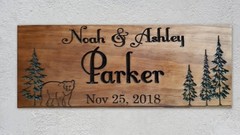 Custom Carved Wooden Sign with Bear | Rustic Home Cabin Wall Decor