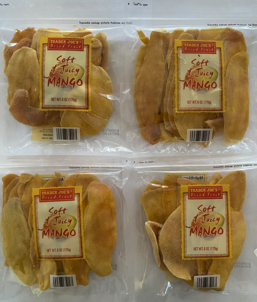 4 PACKS Trader Joe’s Dried Fruit Soft & Juicy Mango 6 oz Each Pack