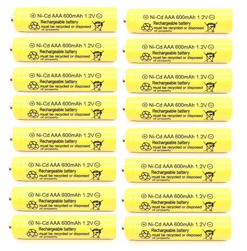16-PCS Rechargeable 1.2V NiCd AAA 600mAh Ni-Cd Batteries for Solar Light B16