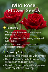Red Rose Seeds – 20 Seeds – Non-GMO Heirloom Variety for Home Gardens, Bouquets