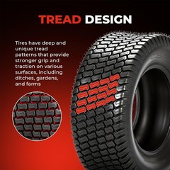 20×8.00-8 Lawn Mower Turf Tires (Set of 2), 4 Ply Turf S Pattern 20x8x8 Tubeless