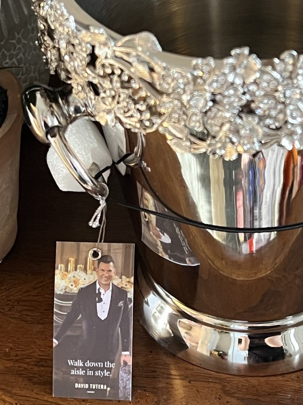 NEW David Tutera Champagne Bucket Ice Silver Jeweled Bling Floral Wedding Glam gallery