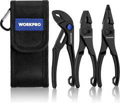 WORKPRO 3-Piece Mini Pliers Set with Pouch, 4-Inch Slip Joint Plier & 4-Inch Wat