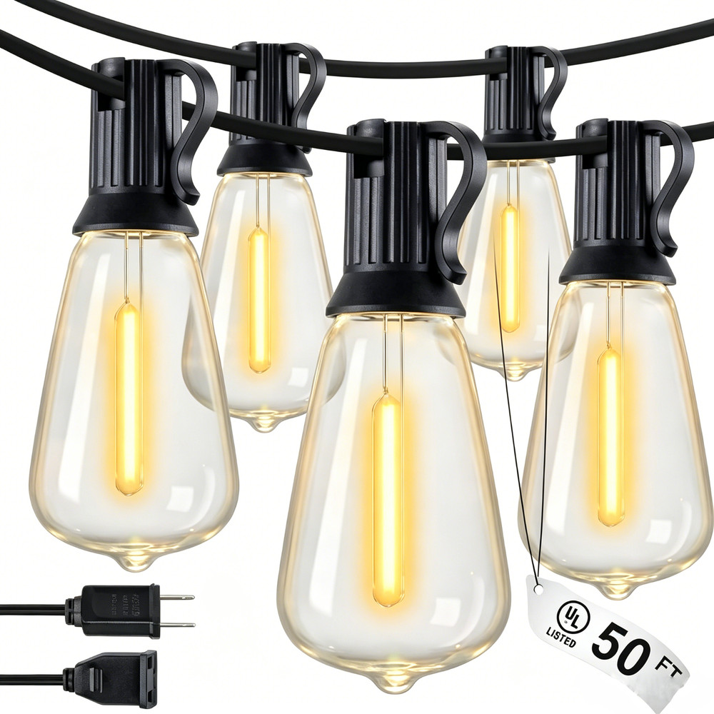 50/100/200FT LED Outdoor String Lights ST38 Shatterproof 2700K Patio Lights