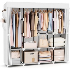 Portable Freestanding Closet Organizer W/ Cover Large Capacity Garment Rack New
