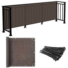 30in Brown Balcony Fence Screen Privacy Fabric Mesh Cover UV Blockage Windshield