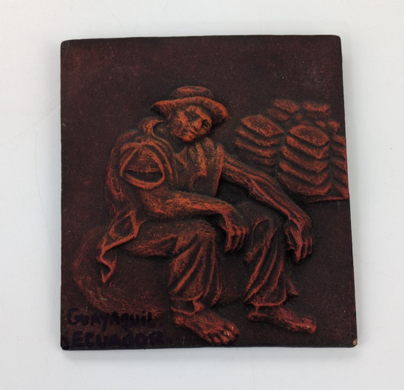 VTG Guayaquil Ecuador El Carbonero Kingman Wall Decor Tile Red 4.75″ by 5.25″