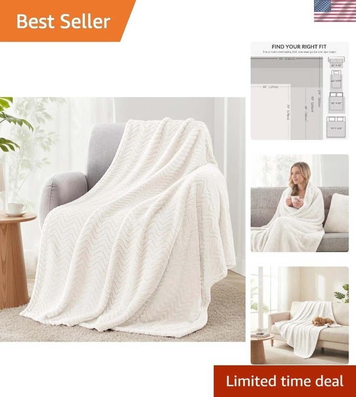 Versatile Ivory Throw Blanket – Lightweight and Durable 50×70 for All Seasons