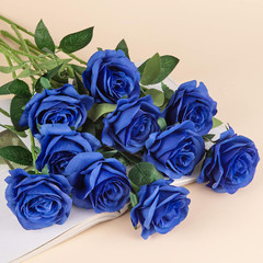 10Pcs Royal Blue Silk Roses Artificial Rose Flowers Long Stem for DIY Wedding…