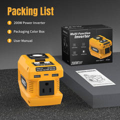 Outdoors Portable 200W Power Inverter for DeWalt 20V Battery DC 20V to AC 110V