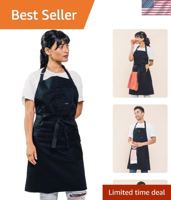 Versatile Adjustable Black Kitchen Apron – Ideal for Cooking, Serving, and More