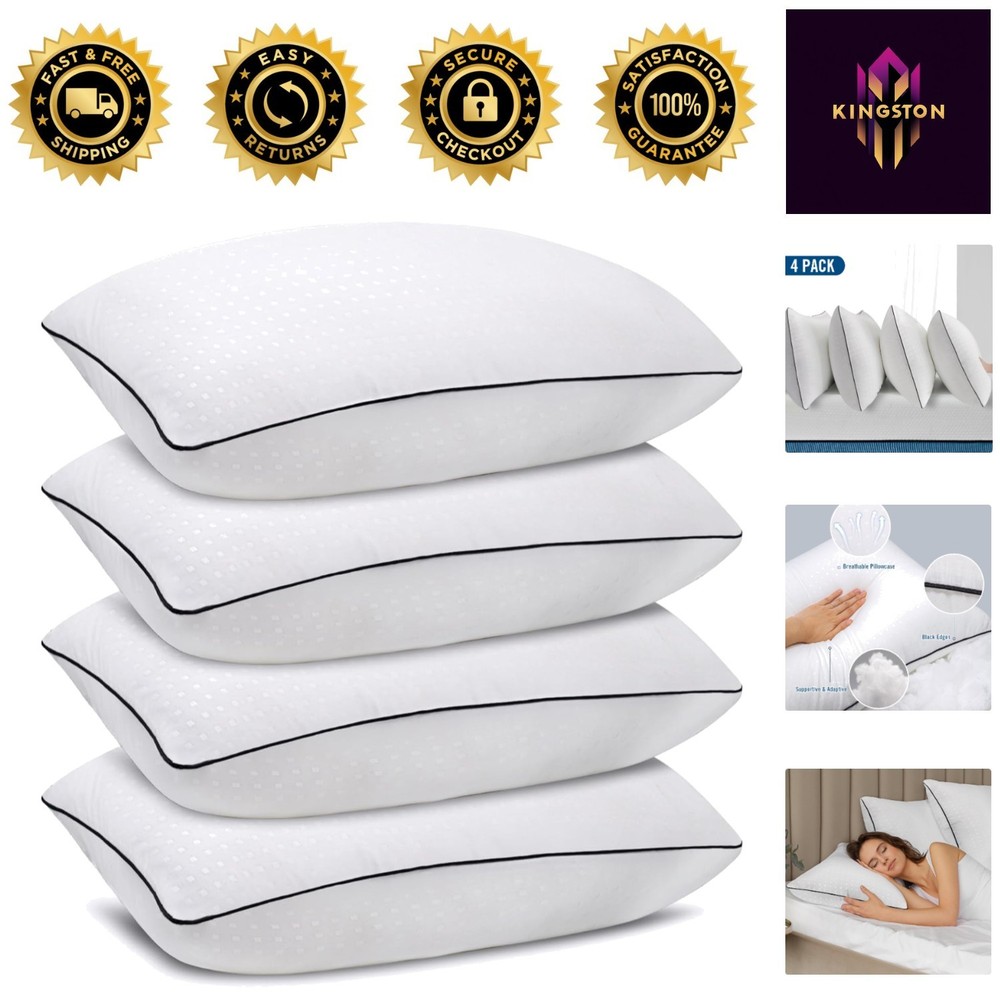 Luxury Hotel Quality Standard Bed Pillows 4-Pack – Ultimate Comfort & Support