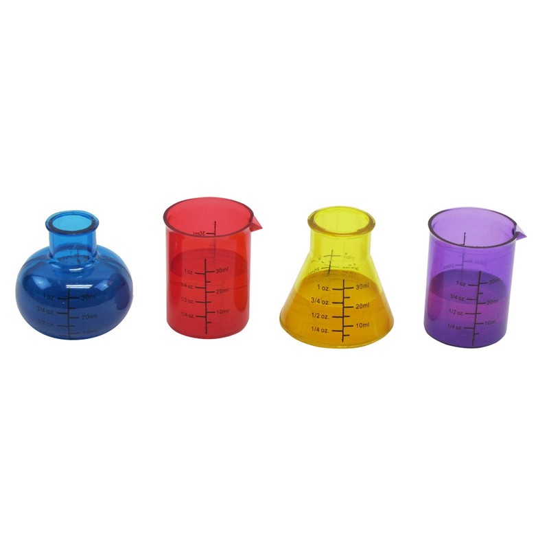 Novelty Chemistry Beaker Plastic Drink Shot Glass Set Science Flask Party Supply